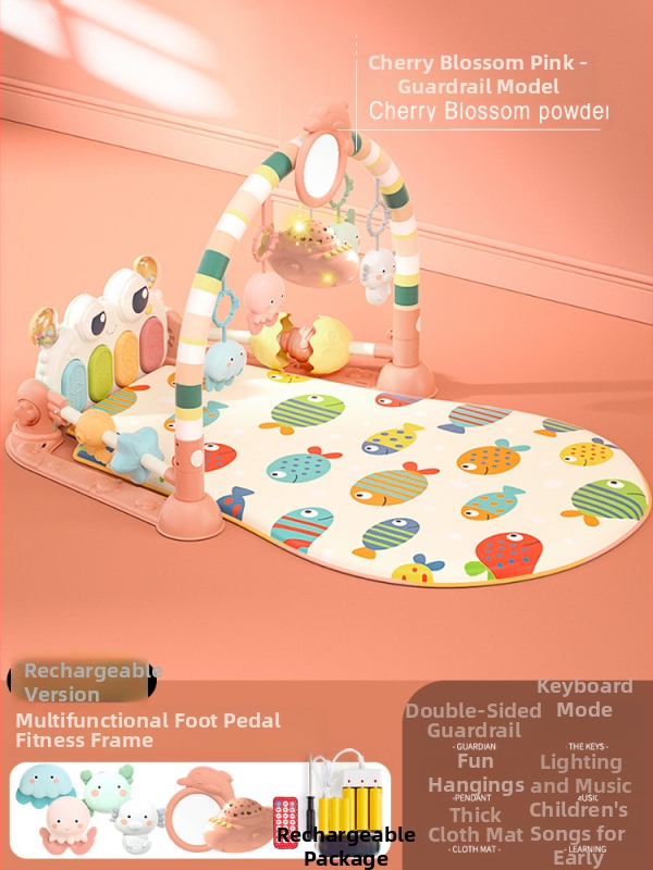 Baby gym s glazbenim pedalskim klavirom i podlogom za puzanje — plastična igračka za bebe 0-3 godine, razvija koordinaciju ruka-oka, osjetila i sluh