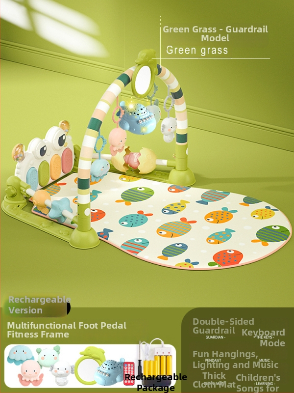 Baby gym s glazbenim pedalskim klavirom i podlogom za puzanje — plastična igračka za bebe 0-3 godine, razvija koordinaciju ruka-oka, osjetila i sluh