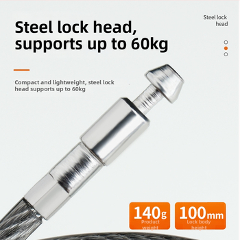 Katanac s kabelom od cinka, kombinirani katanc za bicikl, vrata ormarića i kacigu električnog automobila — Model Upgrade Electric Car Helmet Lock -1, Marka Zhan Han-Levy