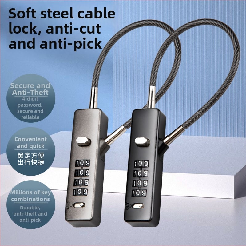 Katanac s kabelom od cinka, kombinirani katanc za bicikl, vrata ormarića i kacigu električnog automobila — Model Upgrade Electric Car Helmet Lock -1, Marka Zhan Han-Levy