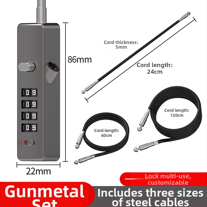 Katanac s kabelom od cinka, kombinirani katanc za bicikl, vrata ormarića i kacigu električnog automobila — Model Upgrade Electric Car Helmet Lock -1, Marka Zhan Han-Levy