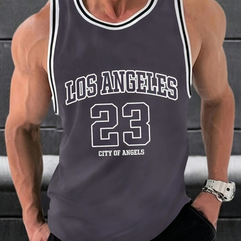 Ανδρικό αμάνικο γιλέκο για το καλοκαίρι – διαπνέον, γρήγορο στέγνωμα, πολυεστερικό με 95%, σχέδιο με γράμματα για τρέξιμο και γυμναστική