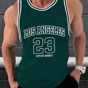 Ανδρικό αμάνικο γιλέκο για το καλοκαίρι – διαπνέον, γρήγορο στέγνωμα, πολυεστερικό με 95%, σχέδιο με γράμματα για τρέξιμο και γυμναστική