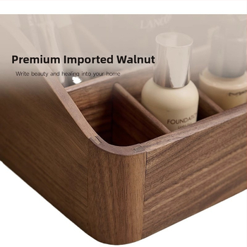 Organizator de cosmetice din lemn de nuc, stil retro, organizator de birou pentru cosmetice (Brand: Crown Toon; Material: Walnut; Style: Retro; Release: Autumn 2024)