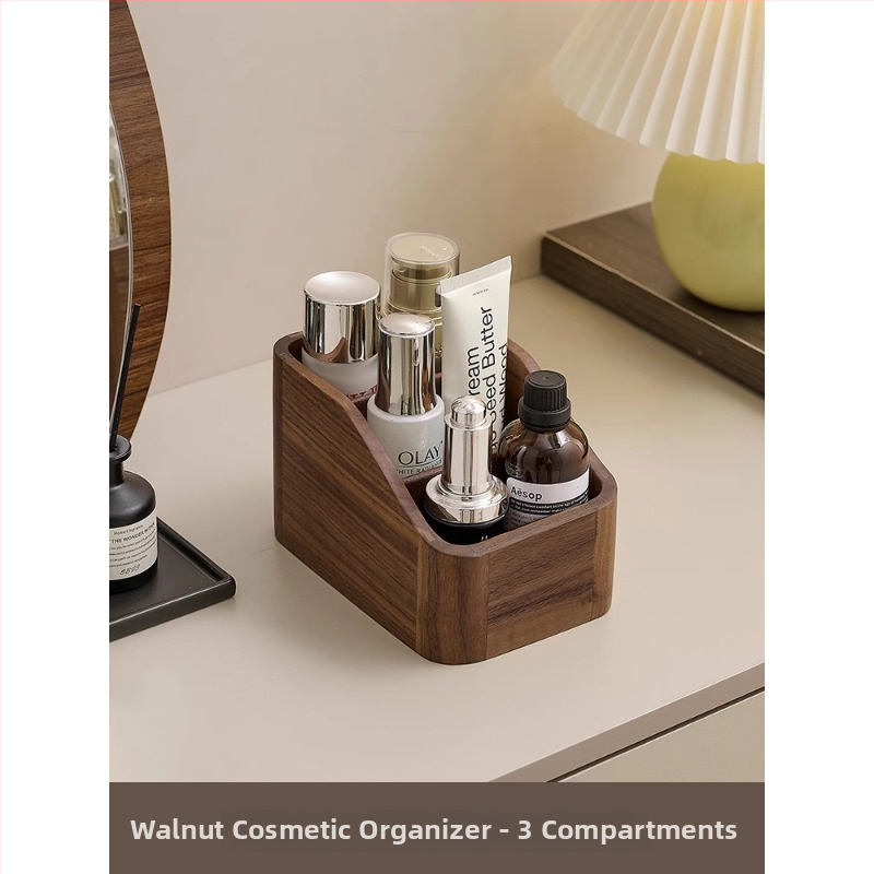 Organizator de cosmetice din lemn de nuc, stil retro, organizator de birou pentru cosmetice (Brand: Crown Toon; Material: Walnut; Style: Retro; Release: Autumn 2024)
