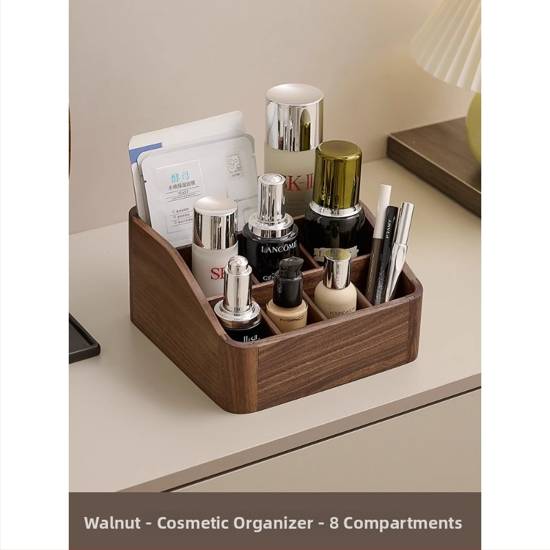 Organizator de cosmetice din lemn de nuc, stil retro, organizator de birou pentru cosmetice (Brand: Crown Toon; Material: Walnut; Style: Retro; Release: Autumn 2024)