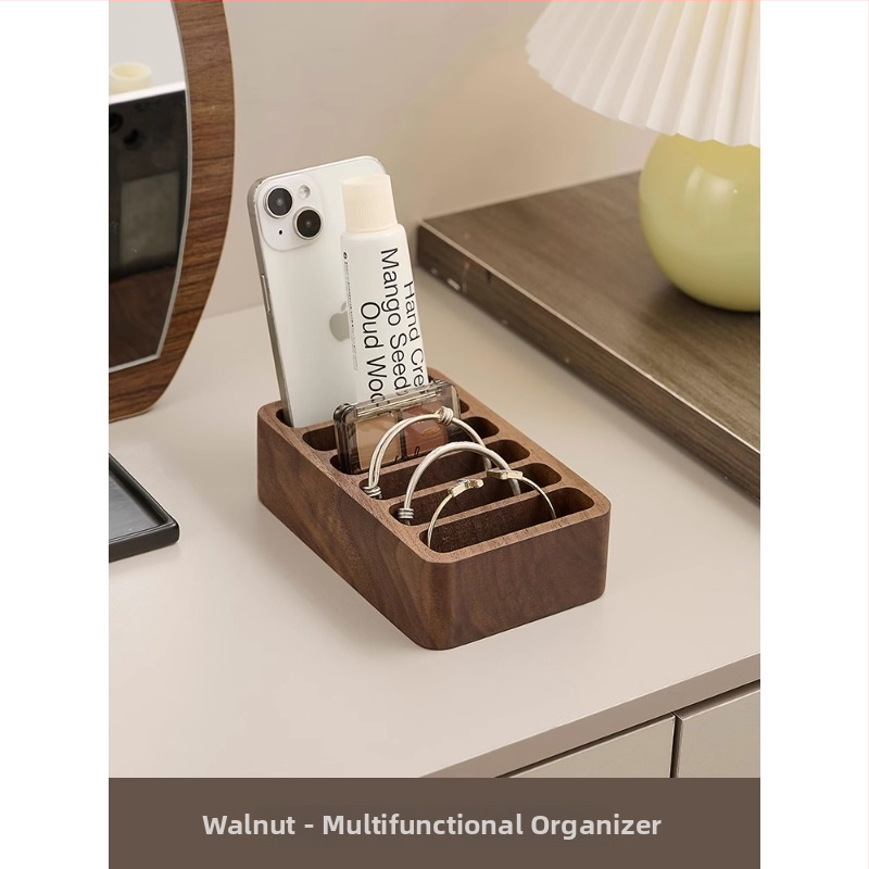 Organizator de cosmetice din lemn de nuc, stil retro, organizator de birou pentru cosmetice (Brand: Crown Toon; Material: Walnut; Style: Retro; Release: Autumn 2024)