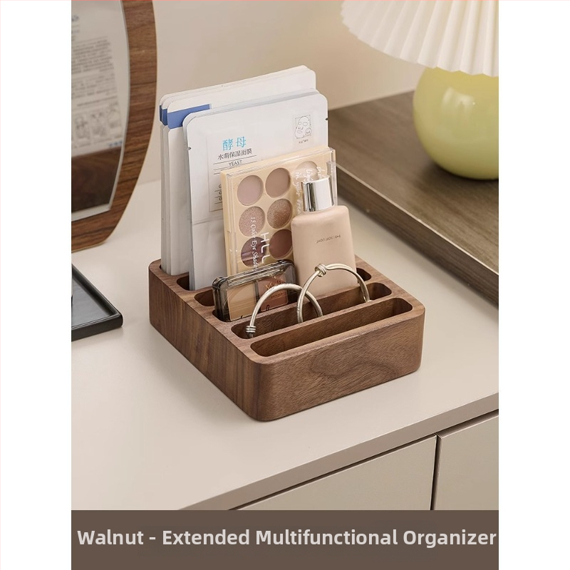 Organizator de cosmetice din lemn de nuc, stil retro, organizator de birou pentru cosmetice (Brand: Crown Toon; Material: Walnut; Style: Retro; Release: Autumn 2024)