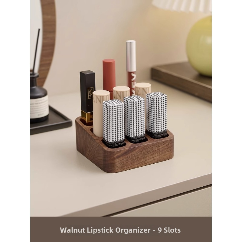 Organizator de cosmetice din lemn de nuc, stil retro, organizator de birou pentru cosmetice (Brand: Crown Toon; Material: Walnut; Style: Retro; Release: Autumn 2024)