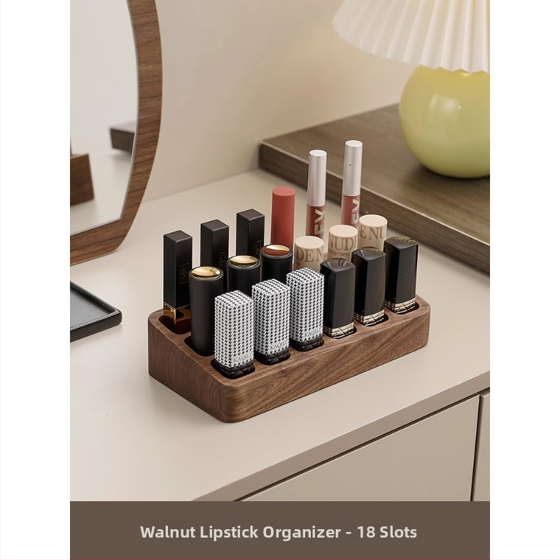 Organizator de cosmetice din lemn de nuc, stil retro, organizator de birou pentru cosmetice (Brand: Crown Toon; Material: Walnut; Style: Retro; Release: Autumn 2024)
