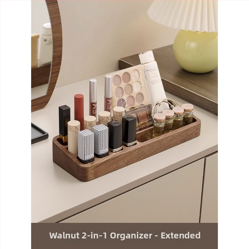 Organizator de cosmetice din lemn de nuc, stil retro, organizator de birou pentru cosmetice (Brand: Crown Toon; Material: Walnut; Style: Retro; Release: Autumn 2024)