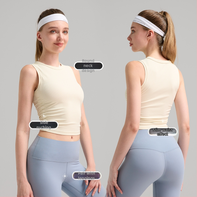 Dámske letné tielko na jogu bez rukávov, rýchle schnutie, odvádza vlhkosť, 78% nylon / 22% spandex, dĺžka v páse