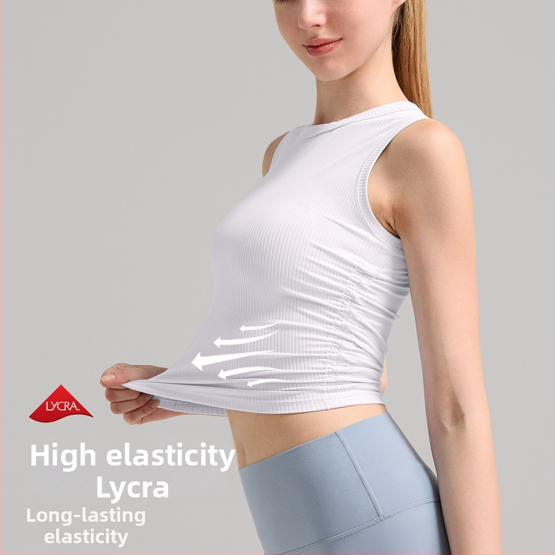 Dámske letné tielko na jogu bez rukávov, rýchle schnutie, odvádza vlhkosť, 78% nylon / 22% spandex, dĺžka v páse