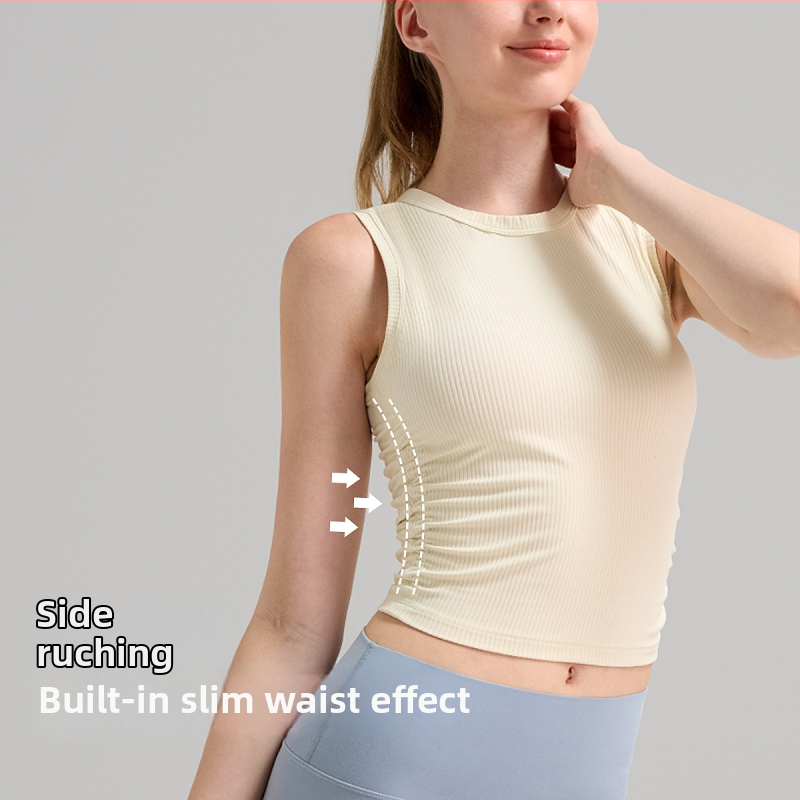 Dámske letné tielko na jogu bez rukávov, rýchle schnutie, odvádza vlhkosť, 78% nylon / 22% spandex, dĺžka v páse