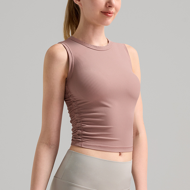 Ženski ljetni bezrukavni top za jogu, brzo suši, odvlači vlagu, 78% najlon / 22% spandeks, duljina do struka