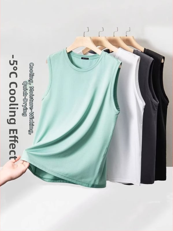 Ανδρικό αθλητικό γιλέκο χωρίς μανίκια, χαλαρή γραμμή, πολυεστερικό ύφασμα, λεπτό ύφασμα, μονόχρωμο