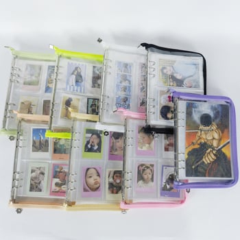 6-пръстенова папка с цип и PVC корица — за Полароид карти, бележник и съхранение на стикери
