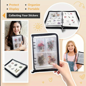 6-пръстенова папка с цип и PVC корица — за Полароид карти, бележник и съхранение на стикери