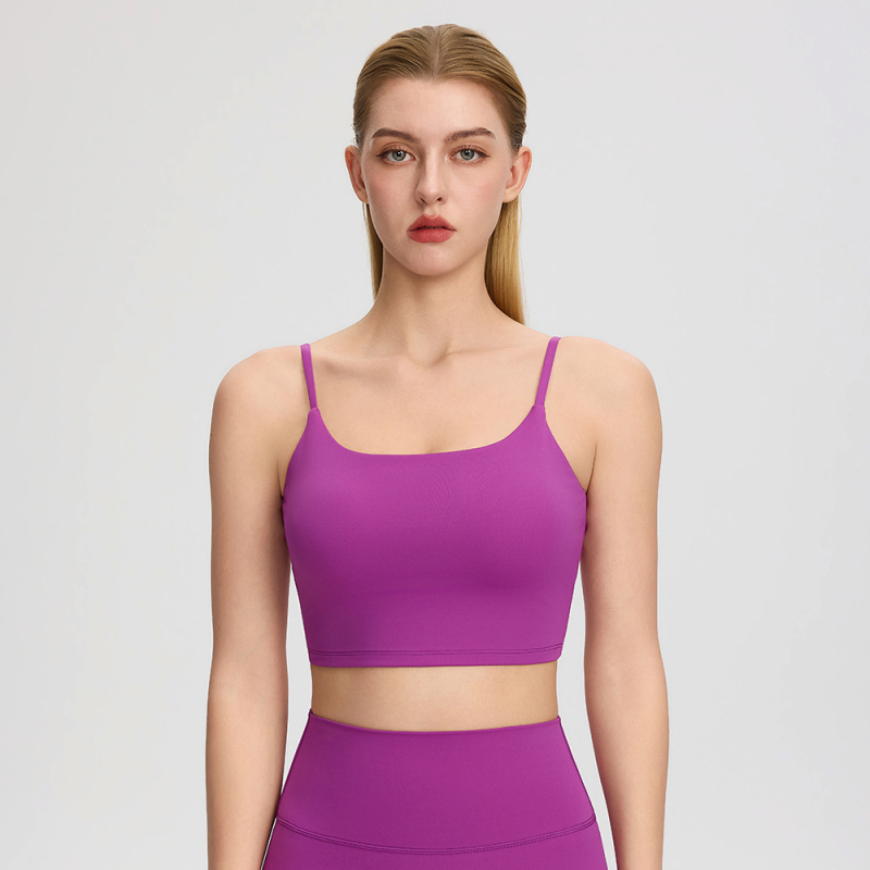 Desire Move Ženski uski sportski top s ugrađenom jastučićem za grudnjak, brzo se suši Nylon-Spandex, duljina do struka