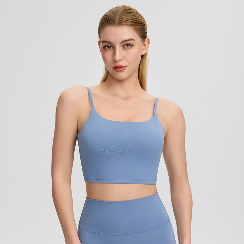 Desire Move Ženski uski sportski top s ugrađenom jastučićem za grudnjak, brzo se suši Nylon-Spandex, duljina do struka