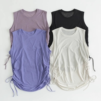 Γιλέκο χωρίς μανίκια με κορδόνια από τις δύο πλευρές, αναπνέσιμο πολυεστερικό ύφασμα, μονόχρωμο σχέδιο, κατάλληλο για καλοκαίρι, άνοιξη και φθινόπωρο