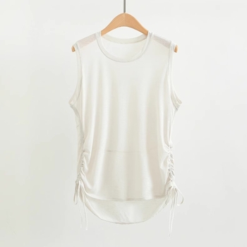 Γιλέκο χωρίς μανίκια με κορδόνια από τις δύο πλευρές, αναπνέσιμο πολυεστερικό ύφασμα, μονόχρωμο σχέδιο, κατάλληλο για καλοκαίρι, άνοιξη και φθινόπωρο