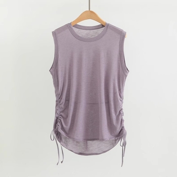 Γιλέκο χωρίς μανίκια με κορδόνια από τις δύο πλευρές, αναπνέσιμο πολυεστερικό ύφασμα, μονόχρωμο σχέδιο, κατάλληλο για καλοκαίρι, άνοιξη και φθινόπωρο