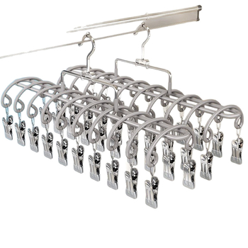 Stalak za sušenje čarapa s 20 klipsa, nehrđajući čelik, zakrivljeni modern dizajn, unutarnja i vanjska upotreba