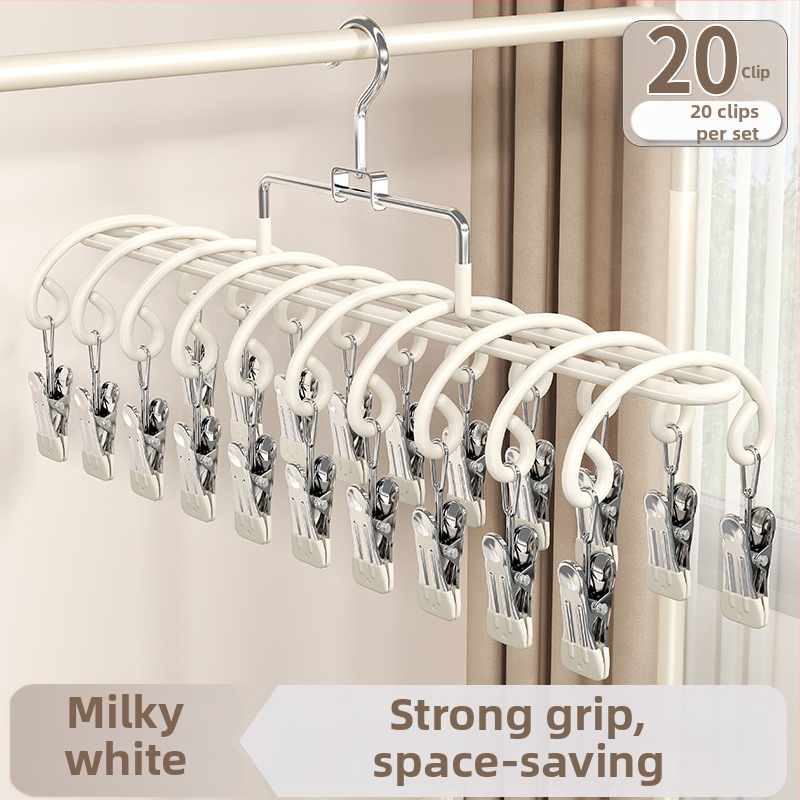 Stalak za sušenje čarapa s 20 klipsa, nehrđajući čelik, zakrivljeni modern dizajn, unutarnja i vanjska upotreba