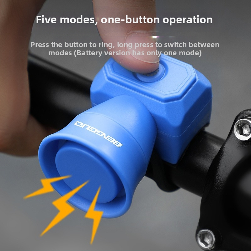 KVDI USB nabíjateľný bicyklový zvon, ABS telo, model BG-3509, batéria 200 mAh CR2032