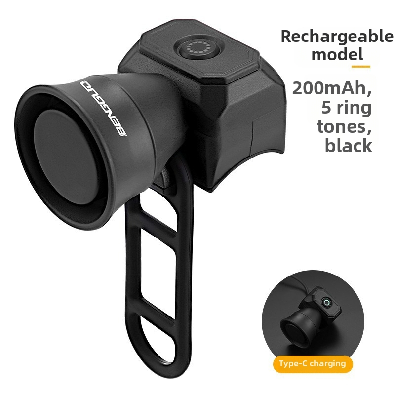 KVDI USB nabíjateľný bicyklový zvon, ABS telo, model BG-3509, batéria 200 mAh CR2032
