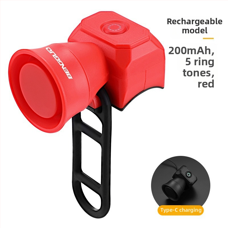KVDI USB nabíjateľný bicyklový zvon, ABS telo, model BG-3509, batéria 200 mAh CR2032
