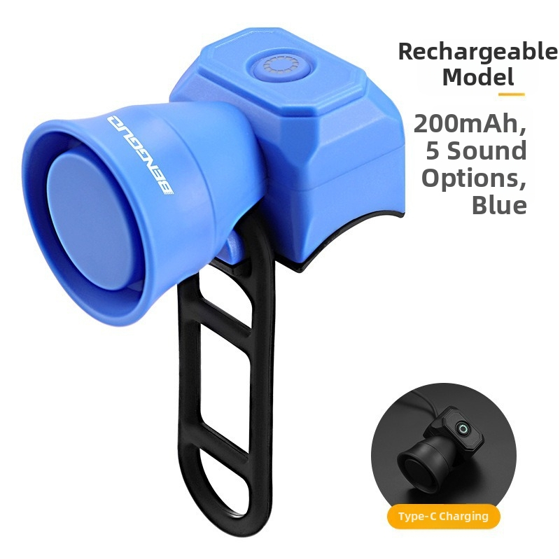KVDI USB nabíjateľný bicyklový zvon, ABS telo, model BG-3509, batéria 200 mAh CR2032