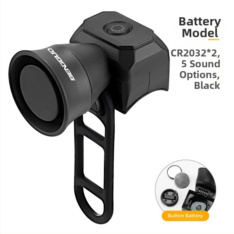 KVDI USB nabíjateľný bicyklový zvon, ABS telo, model BG-3509, batéria 200 mAh CR2032