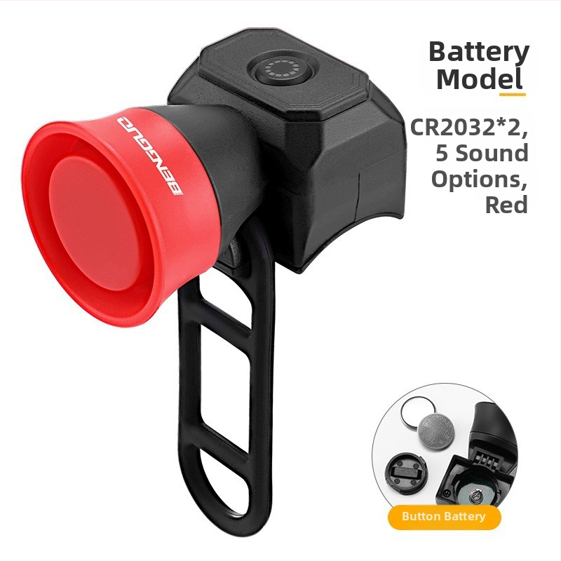 KVDI USB nabíjateľný bicyklový zvon, ABS telo, model BG-3509, batéria 200 mAh CR2032