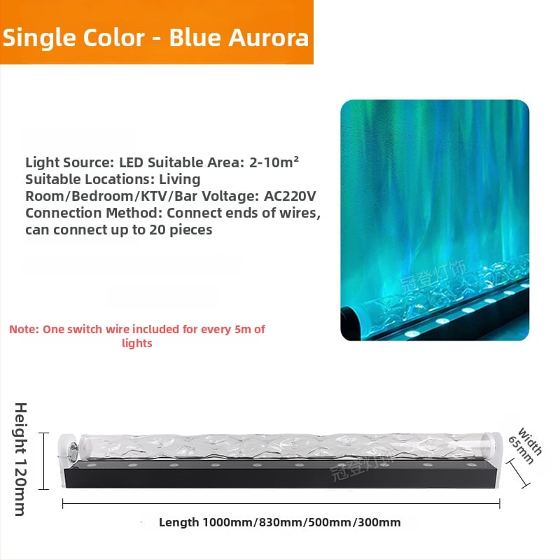 LED Λάμπα Τοίχου με Μοντέλο Νερού – 3D Δυναμικός Κυματισμός Νερού, Αλουμινένιο Σώμα, 3600 lm, IP43, Ρυθμιζόμενη Φωτεινότητα