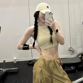 Ženski sportski top s fiksnim košaricama, brzo sušenje, prozračan najlonski materijal, I-oblika kroja, duljina prsa