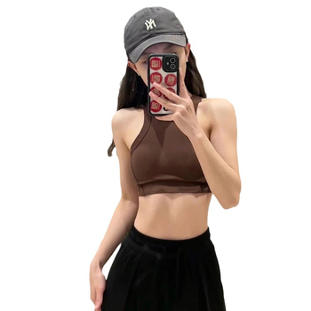 Ženski sportski top s fiksnim košaricama, brzo sušenje, prozračan najlonski materijal, I-oblika kroja, duljina prsa