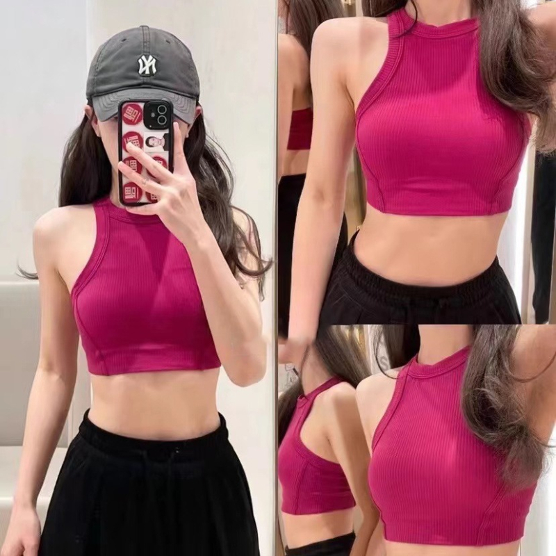 Ženski sportski top s fiksnim košaricama, brzo sušenje, prozračan najlonski materijal, I-oblika kroja, duljina prsa