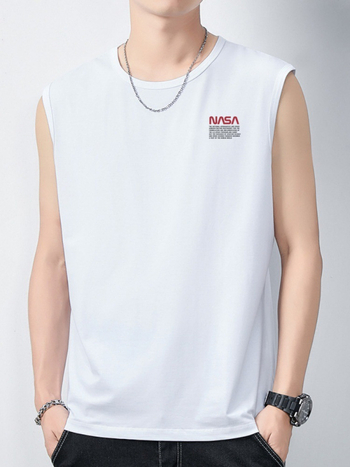 Ανδρικό αμάνικο γιλέκο γυμναστικής - αναπνεύσιμο, γρήγορο στέγνωμα ice silk ύφασμα, άνετη χαλαρή γραμμή, εκτύπωση με γράμματα, καλοκαίρι