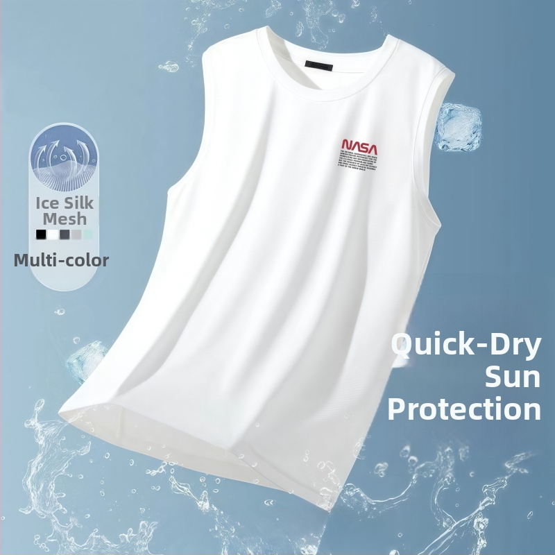 Muško prozračna bezrukavna majica od ice silk, ljetna, velika veličina, za vježbanje