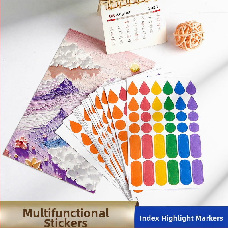 Viacúčelové štítky na anotácie s kvapkou vody a dažďovými indexmi – samolepiace, vnútorné stránky letáka, základné balenie, Huge značka