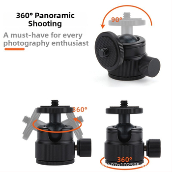 Mini kuglasta glava od aluminijske legure za univerzalni 360° mini stativ, 90° vertikalni nagib, ručna instalacija, opća kompatibilnost