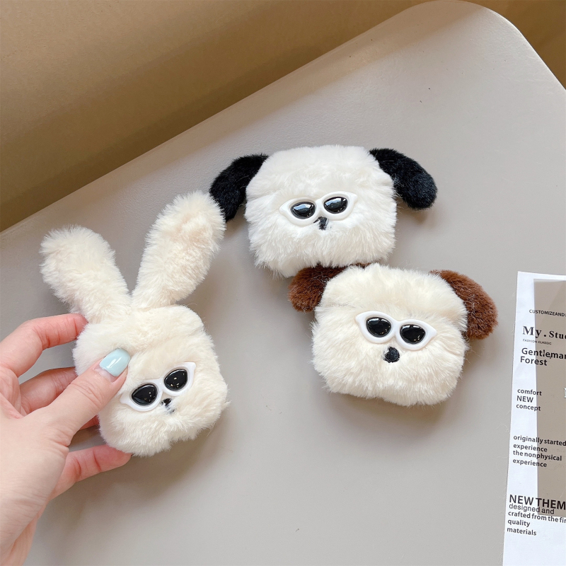 Carcasă de protecție AirPods – design plușat cu un câine, silicon, portabil, universal, relief tridimensional, compatibil Apple