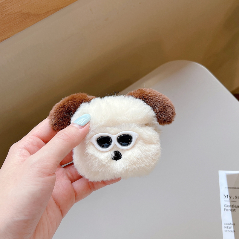 Carcasă de protecție AirPods – design plușat cu un câine, silicon, portabil, universal, relief tridimensional, compatibil Apple