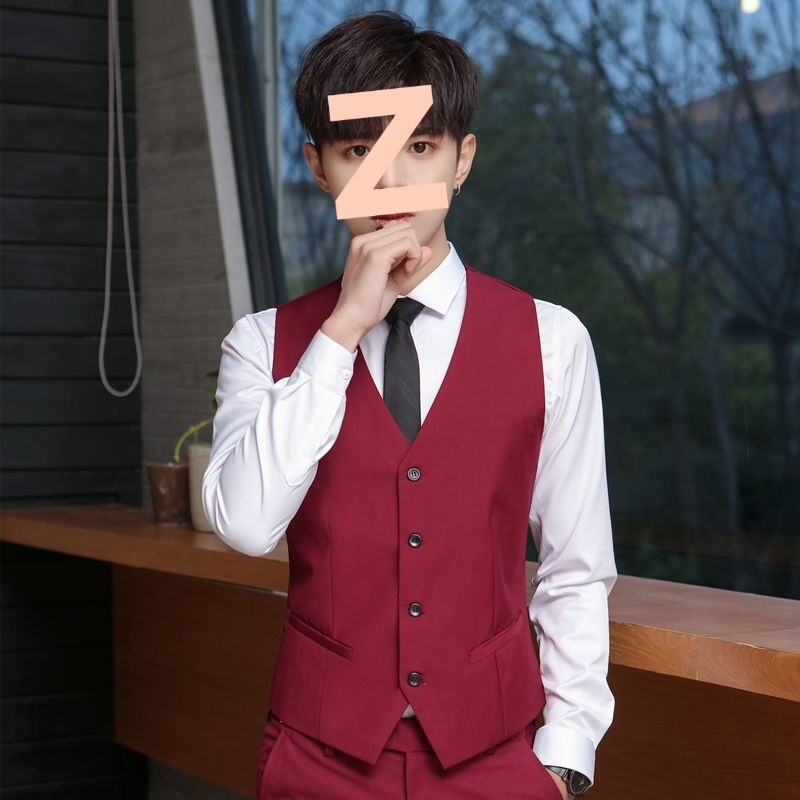 Ανδρικό γιλέκο κοστουμιού, Κορεατικό στυλ Slim Fit, Corduroy ύφασμα, Μονόχρωμο, Για γάμους και επαγγελματικό casual ντύσιμο