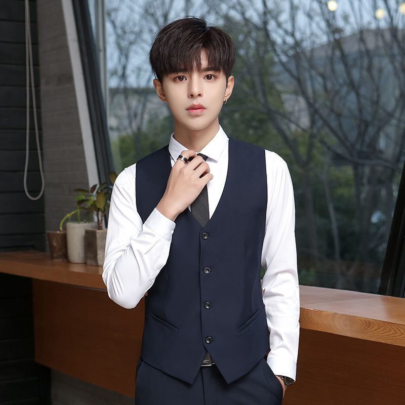 Ανδρικό γιλέκο κοστουμιού, Κορεατικό στυλ Slim Fit, Corduroy ύφασμα, Μονόχρωμο, Για γάμους και επαγγελματικό casual ντύσιμο