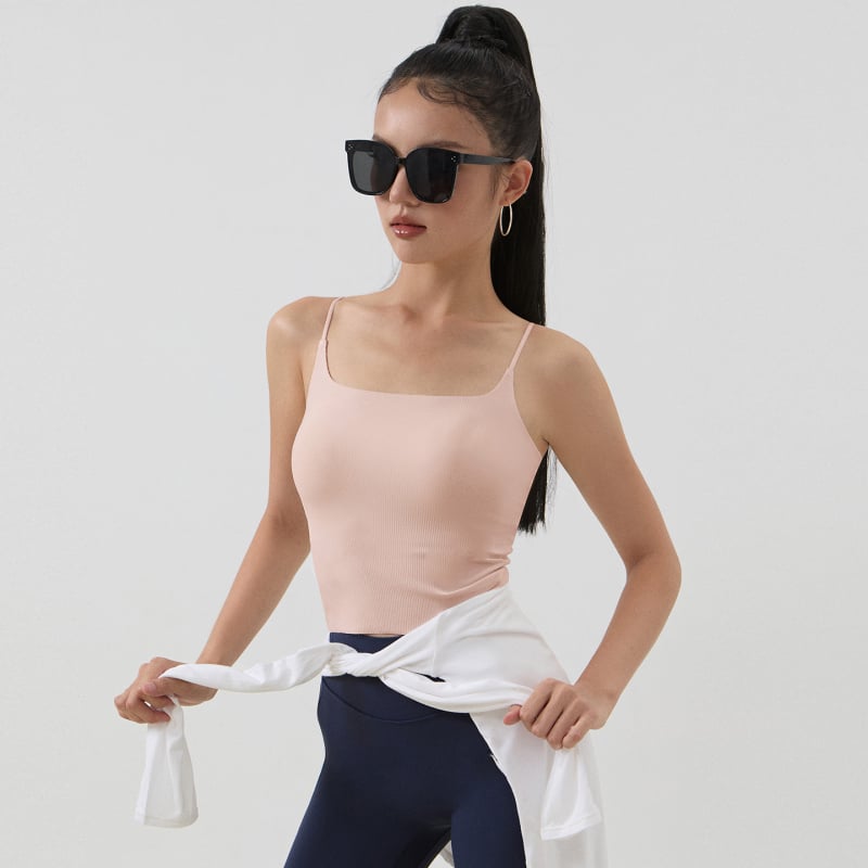 Τοπ γυμναστικής χωρίς τιράντες, χωρίς ραφές με ενσωματωμένη επένδυση στήθους - Νάιλον 75% (W175) (χωρίς ραφές; ενσωματωμένη επένδυση στήθους; χωρίς τιράντες)