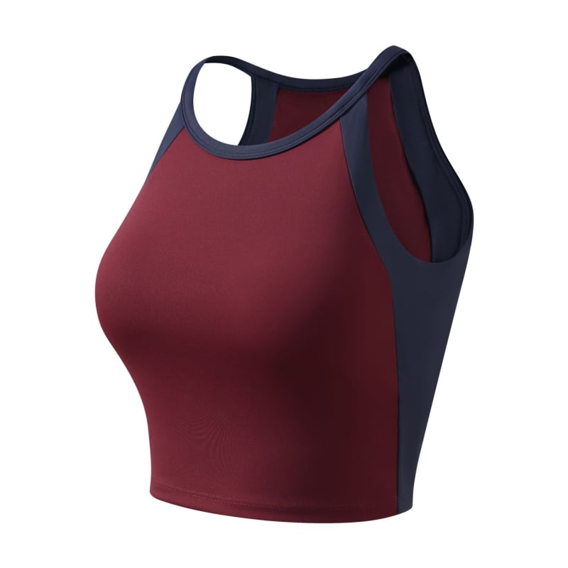 Αθλητικό γιλέκο με ενσωματωμένα κύπελλα, σχέδιο με χρωματικό μπλοκ, σταυρωτό πίσω, υποστήριξη απορρόφησης κραδασμών και απομάκρυνση ιδρώτα, ύφασμα νάιλον/elastan (75/25), κατάλληλο για το τρέξιμο και την προπόνηση.