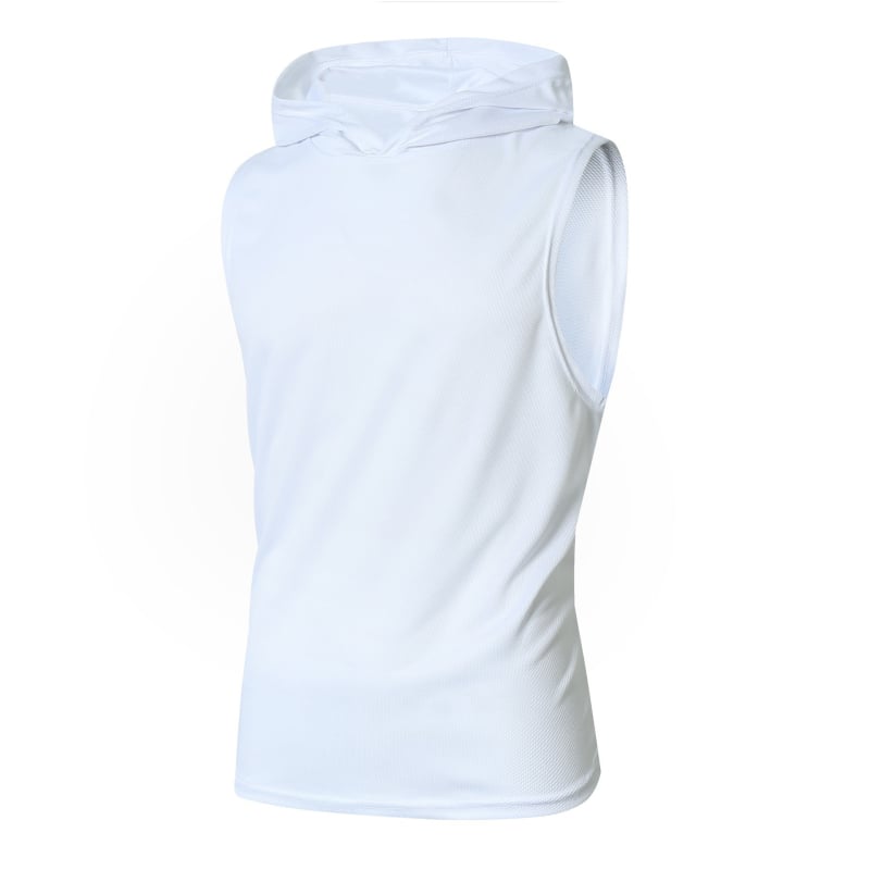 Ανδρικό αθλητικό γιλέκο με κουκούλα, χαλαρή γραμμή, 100% πολυεστέρας, στρογγυλός τελείωμα